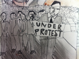 under protest (detail).